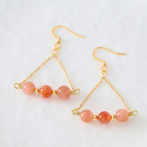 専用おまとめ④✳︎大粒オレゴンサンストーン　14kgf　天然石ピアス/イヤリング オレンジ サンストーン ピアス・イヤリング 揺れる 天然石 サン