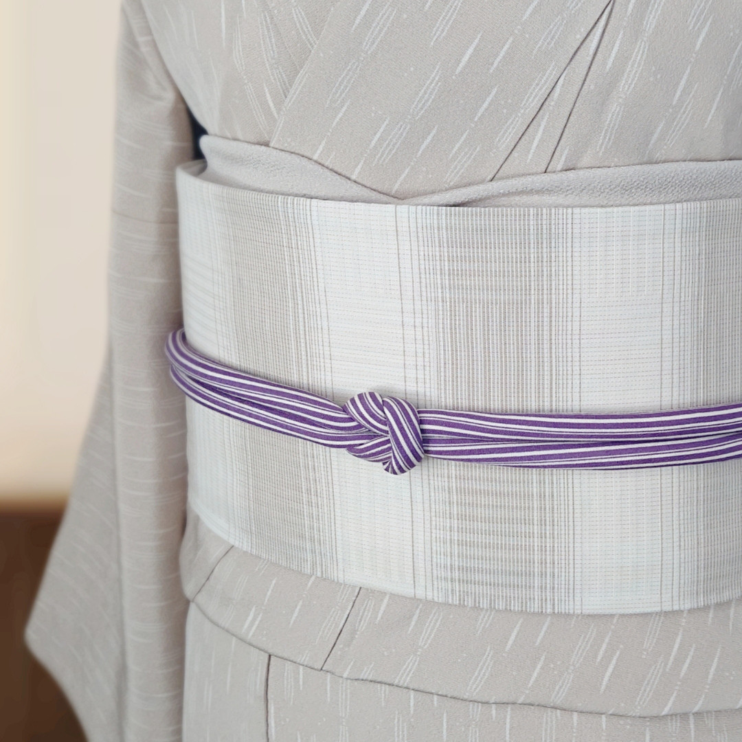 丸ぐけ 帯締め 縞 ストライプ 正絹 江戸紫