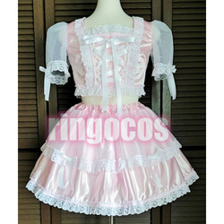 アイドル衣装 エメラルドグリーン×白 ワンピース 編み上げリボン
