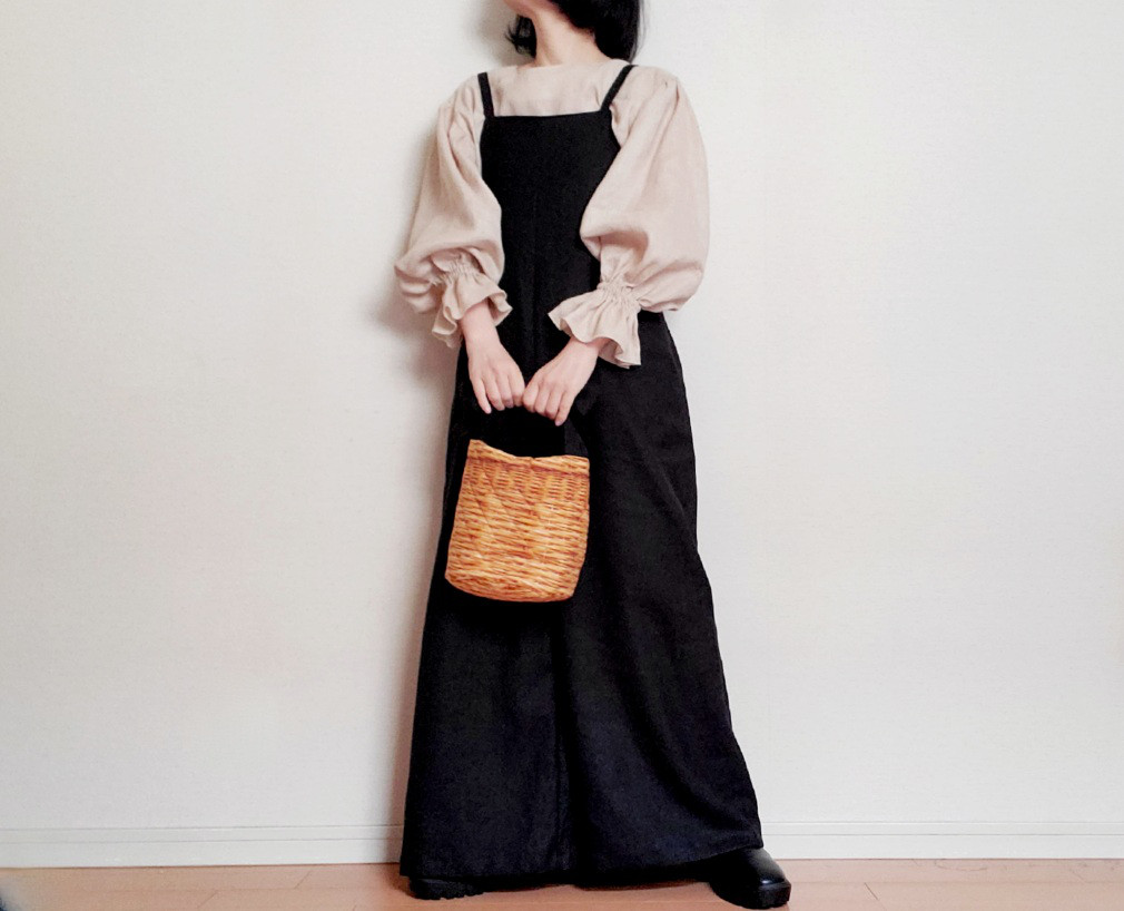 【新作】後ろ姿までかわいい♡linen100%すっきり見える大人のサロペットパンツ選べる丈&ポケットデイリー～フォーマル