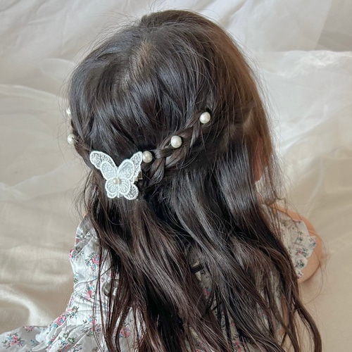 蝶々 パール 髪飾り ヘアアクセサリー ヘアクリップ 七五三 入園式 卒