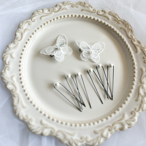 蝶々 パール 髪飾り ヘアアクセサリー ヘアクリップ 七五三 入園式 卒