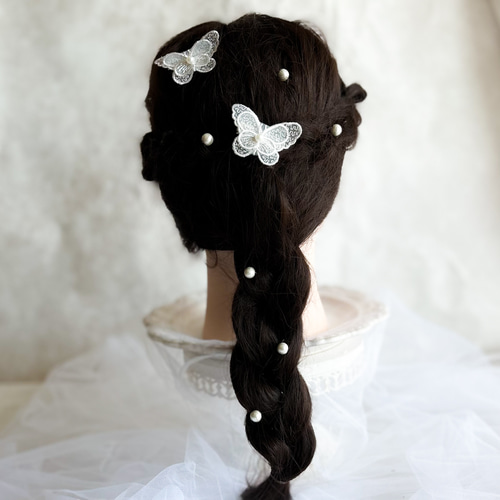 蝶々 パール 髪飾り ヘアアクセサリー ヘアクリップ 七五三 入園式 卒