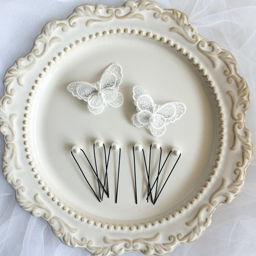 パールつきレース蝶々 ベビーヘアクリップ ヘアピン ヘアゴム 蝶 パステル 00230cef14cf92b3e8fc86495ccfab