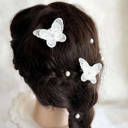 蝶々 パール 髪飾り ヘアアクセサリー ヘアクリップ 七五三 入園式 卒