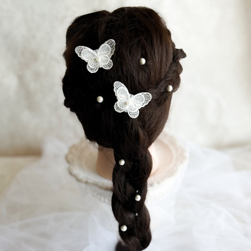 蝶々 パール 髪飾り ヘアアクセサリー ヘアクリップ 七五三 入園式 卒