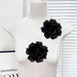 立体薔薇モチーフ　12cm*12cm ブラック 2枚目の画像
