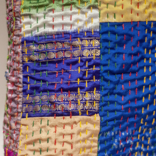 女性用手刺繍シルクジャケット インドシルクサリー パッチワーク 長袖