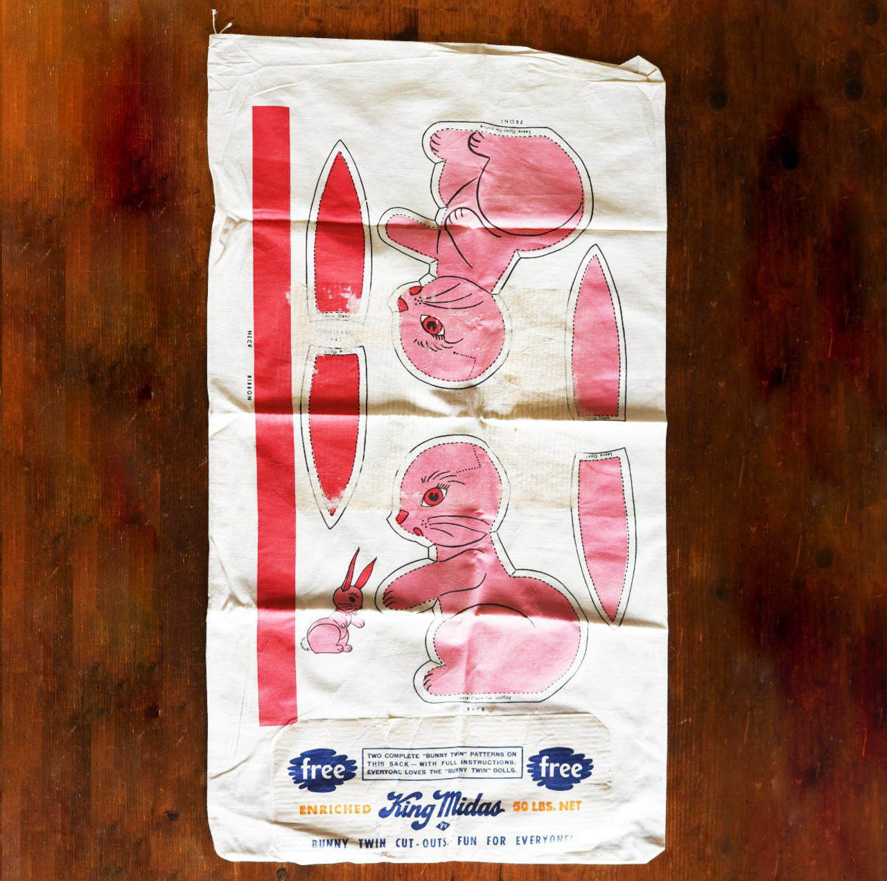 アメリカンヴィンテージ　レア・フィードサック　ぬいぐるみパターン【sa467】