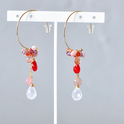 14kgf/グリーンオニキスデュードロップxアメジストピアス ピアス