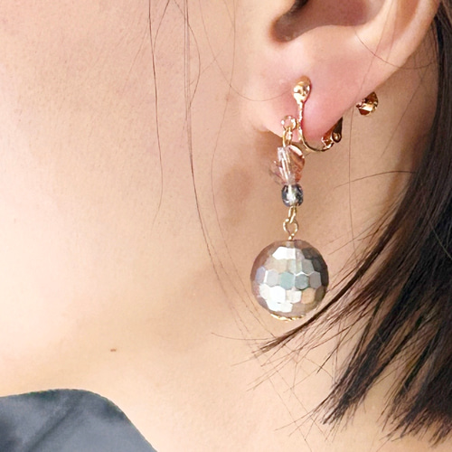 夕暮れシャンパントパーズモルガナイト他チャームピアスイヤリングノン