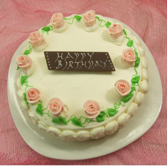 昔懐かしい バターデコレーショケーキ いっぱいのバラ （直径19cm 高さ5cm) 6号 5枚目の画像