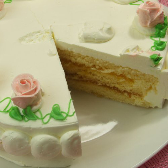昔懐かしい バターデコレーショケーキ いっぱいのバラ （直径19cm 高さ5cm) 6号 3枚目の画像
