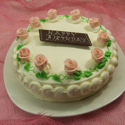 昔懐かしい バターデコレーショケーキ いっぱいのバラ （直径19cm 高さ5cm) 6号 1枚目の画像