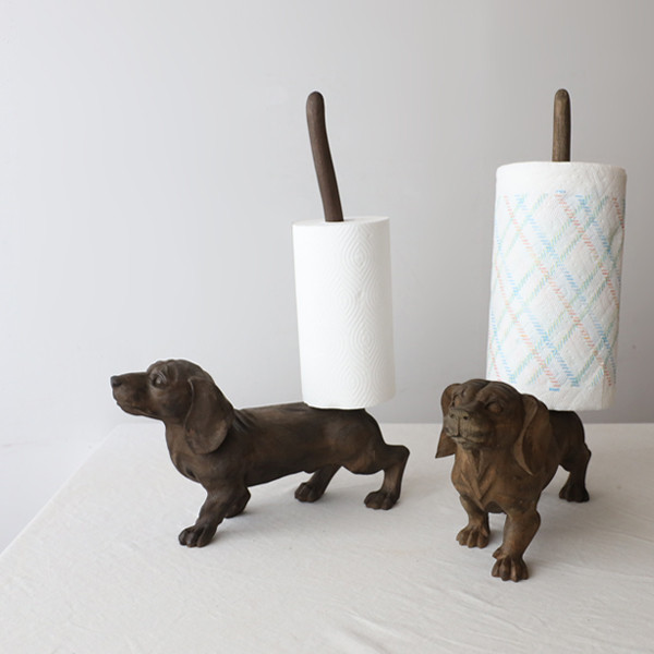 ラスト３匹　最終ＳＡＬＥ　天然無垢ウッド尻尾の長い犬ＤＯＧ ダックス フント　トイレッペーパー　スタンドW82◎