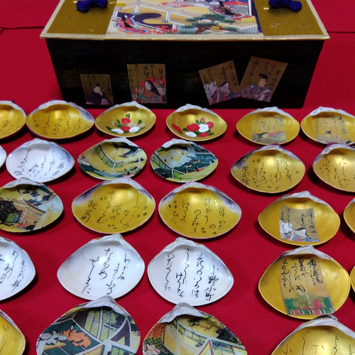 はまぐり 貝合わせ 16組32枚 源氏物語絵巻 貝箱 お雛様 百人一首