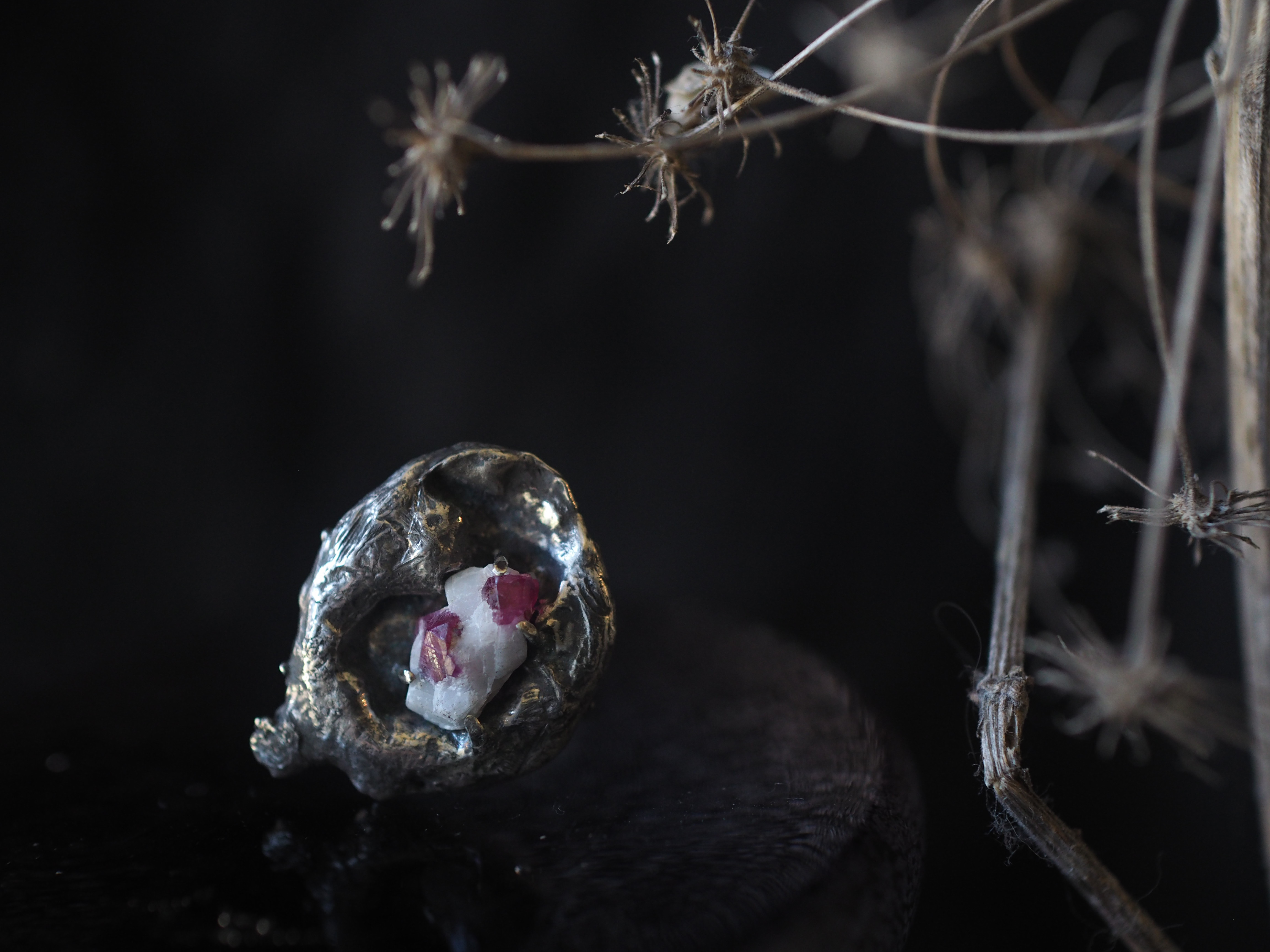 ruby silver rough ring (harutsuge)