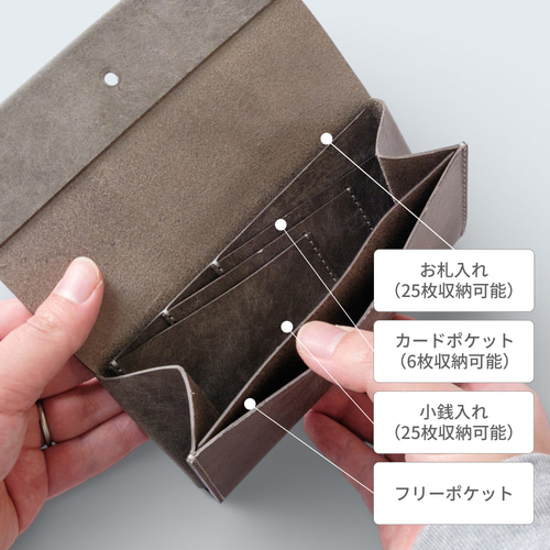 Sabrina Long｜お札と同じサイズの小さな長財布 本革 レザー財布 日本