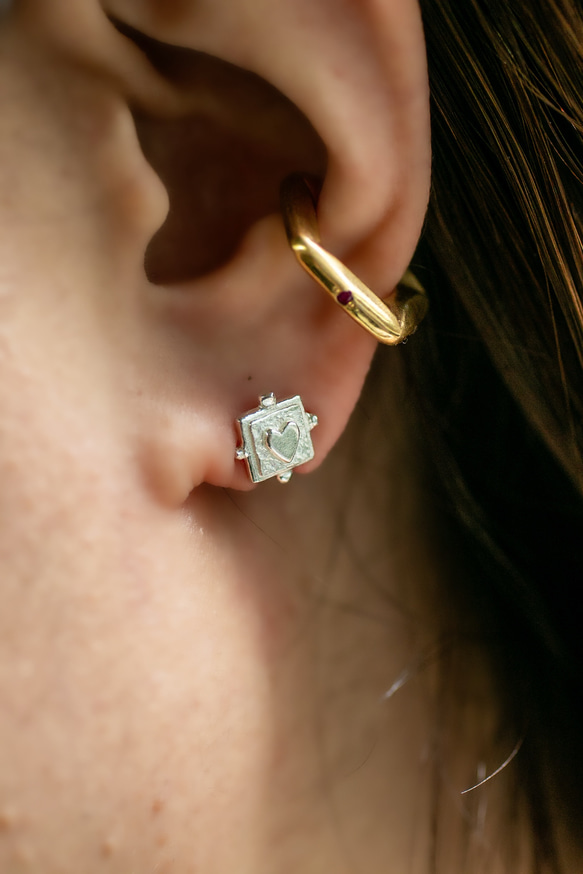 ハートの一粒ピアス❤︎heart frame pierce /送料無料 7枚目の画像