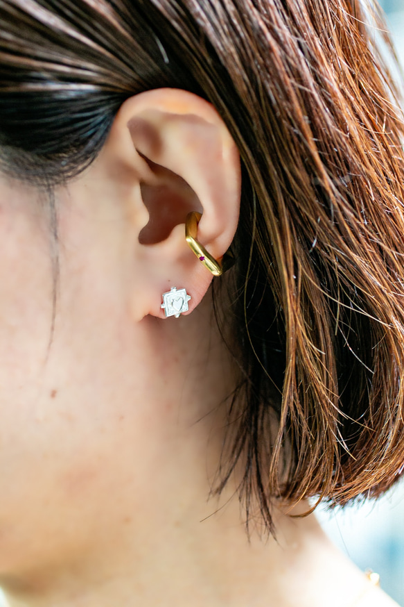 ハートの一粒ピアス❤︎heart frame pierce /送料無料 3枚目の画像