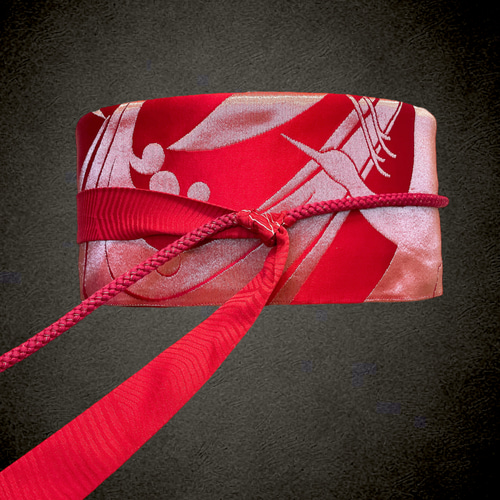 高級感 赤サッシュベルト ウエスト 65〜95cm 高級帯 帯ベルト 帯  