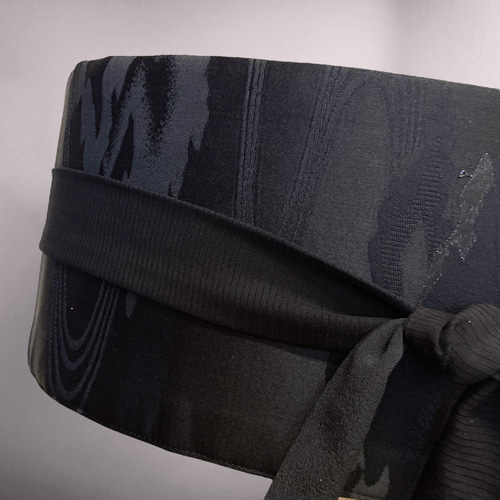 クレイジーキルト 黒シルバー サッシュベルト W65〜95cm 着物リメイク クレイジーキルト 黒シルバー サッシュベルト W65〜95cm 着物