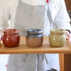 梅干しやお漬物入れにおすすめ　お漬物甕（かめ）砂糖壺　鉄茶 5枚目の画像