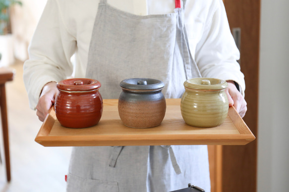 梅干しやお漬物入れにおすすめ　お漬物甕（かめ）砂糖壺　鉄茶 5枚目の画像