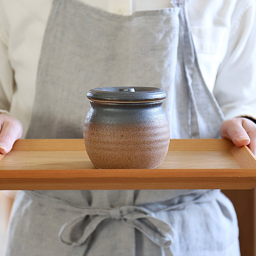 梅干しやお漬物入れにおすすめ お漬物甕（かめ）砂糖壺 鉄茶 保存容器