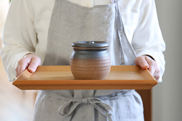 梅干しやお漬物入れにおすすめ　お漬物甕（かめ）砂糖壺　鉄茶 1枚目の画像