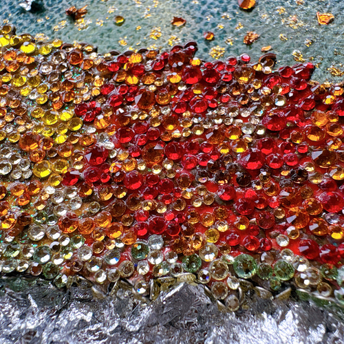 一点物原画 【煌めく未来を歩む虹色トカゲ】ヒーリングアート キラキラ