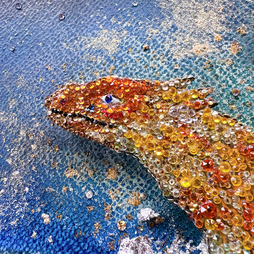 絵画　油絵　原画　アート　一点物　イエロー　生き物　トカゲ　ポップ　F4 絵画 油絵 原画 アート 一点物 イエロー 生き物 トカゲ ポップ F4