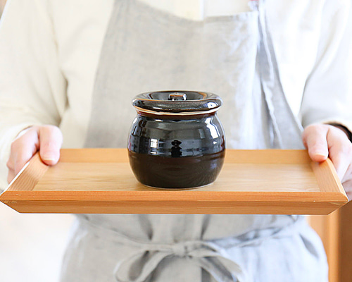 梅干しやお漬物入れにおすすめ お漬物甕（かめ）砂糖壺 黒 保存容器