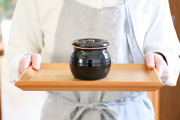 梅干しやお漬物入れにおすすめ お漬物甕（かめ）砂糖壺 黒 保存容器