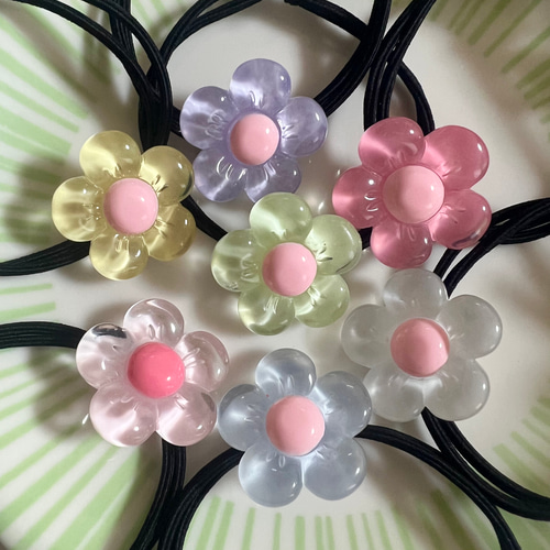 花デザイン ヘアゴム 1本 花 ハナ 可愛いデザイン キッズヘアゴム 子供