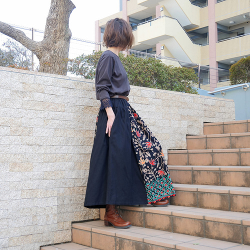 送料無料＊着丈3展開＊ひと際目を惹く「立体感」×「花刺繍」＊切り替え