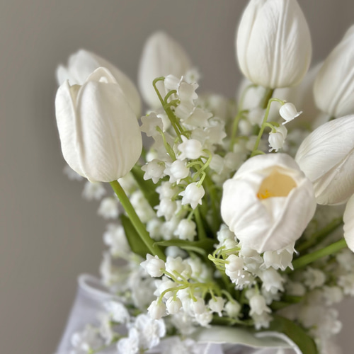 チューリップブーケ ホワイトチューリップ スズランブーケ 花束ブーケ