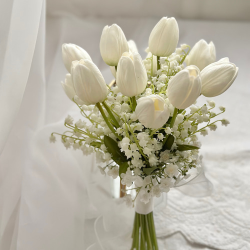 チューリップブーケ ホワイトチューリップ スズランブーケ 花束