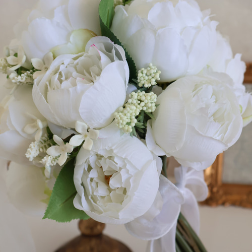 大人気！芍薬(ピオニー)ブーケ／エレガントブーケ／ホワイトブーケ