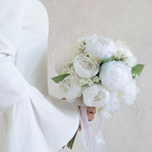 大人気！芍薬(ピオニー)ブーケ／エレガントブーケ／ホワイトブーケ