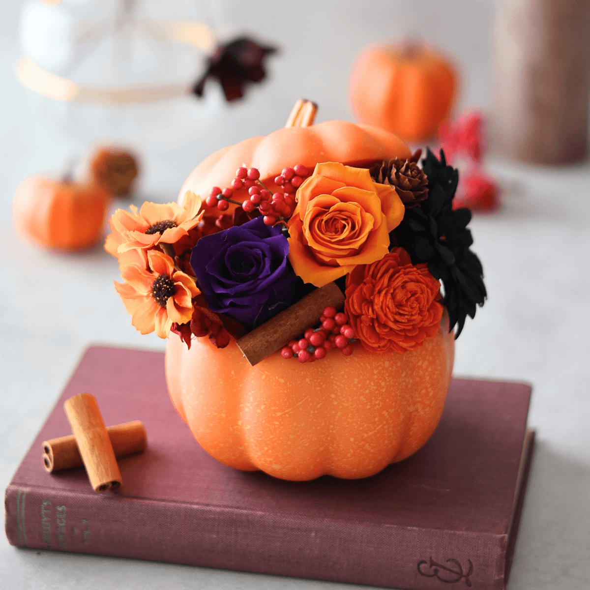 プリザーブドフラワー ギフト ハロウィン かぼちゃ パンプキン アレンジメント 秋飾り