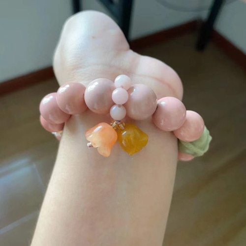 天然無処理 ピンク アラシャンメノウ 瑪瑙 九尾狐様 デザイン