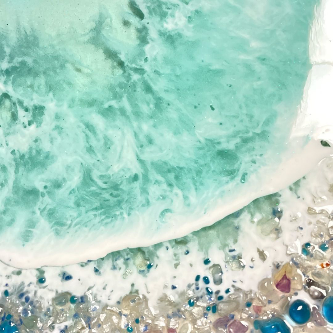 海アート　オーシャン 月　クリスタル　海岸 レジンアート　オーシャンアート 30cm