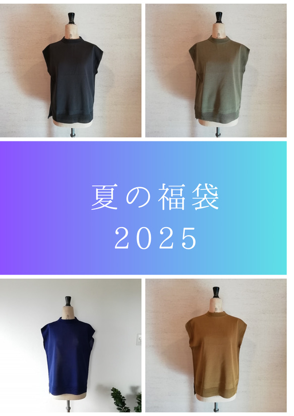 【Creema限定♡福袋2025】2色選べる♡冷感素材＆通気性◎コットン100％ギマ加工モックネックノースリ 1枚目の画像