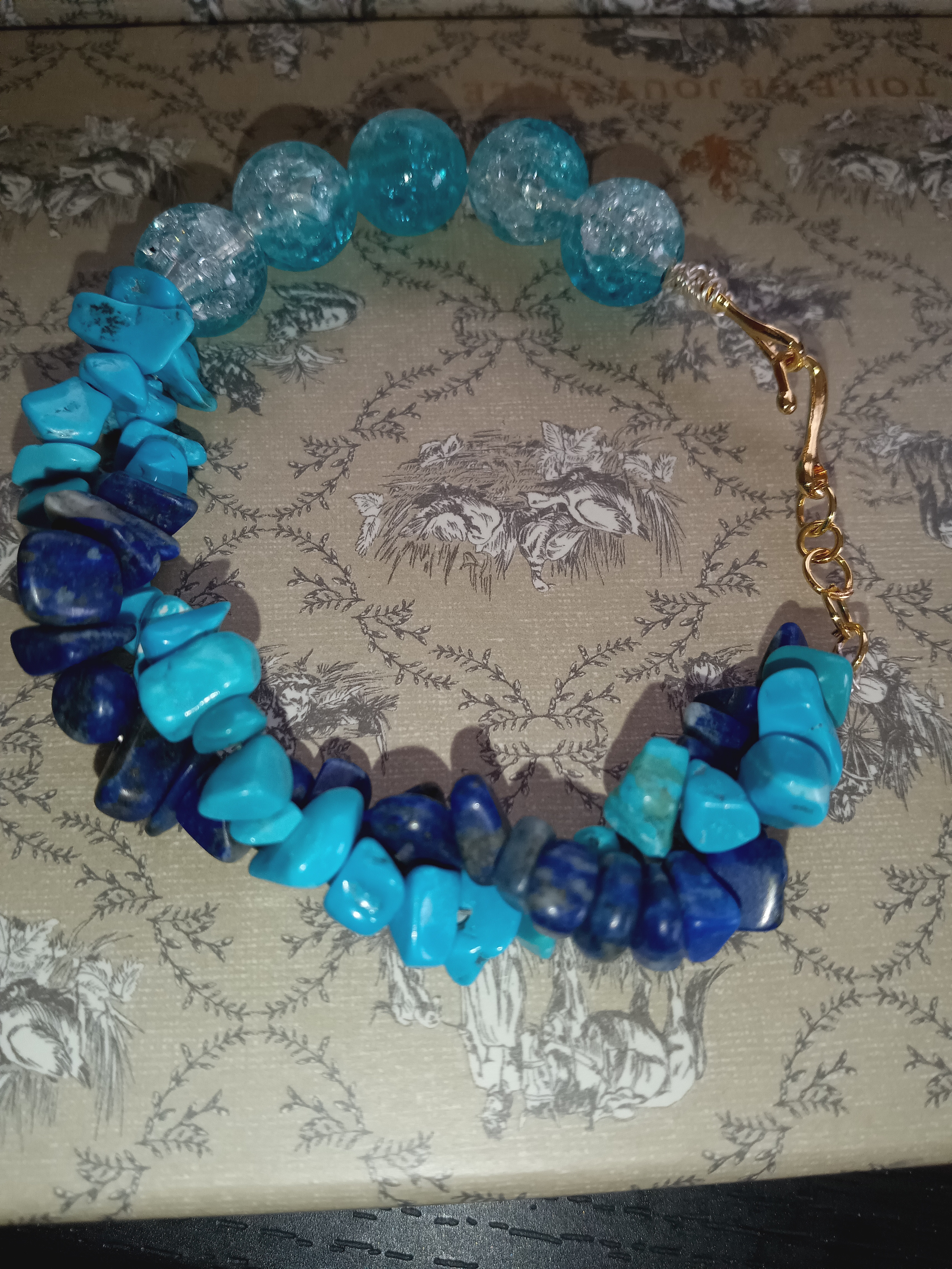 ターコイズとラピスラズリのお守りブレスレット