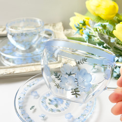 ティーセット 淡いブルーが美しいネモフィラのペアティーセット ティーカップ MIYABI