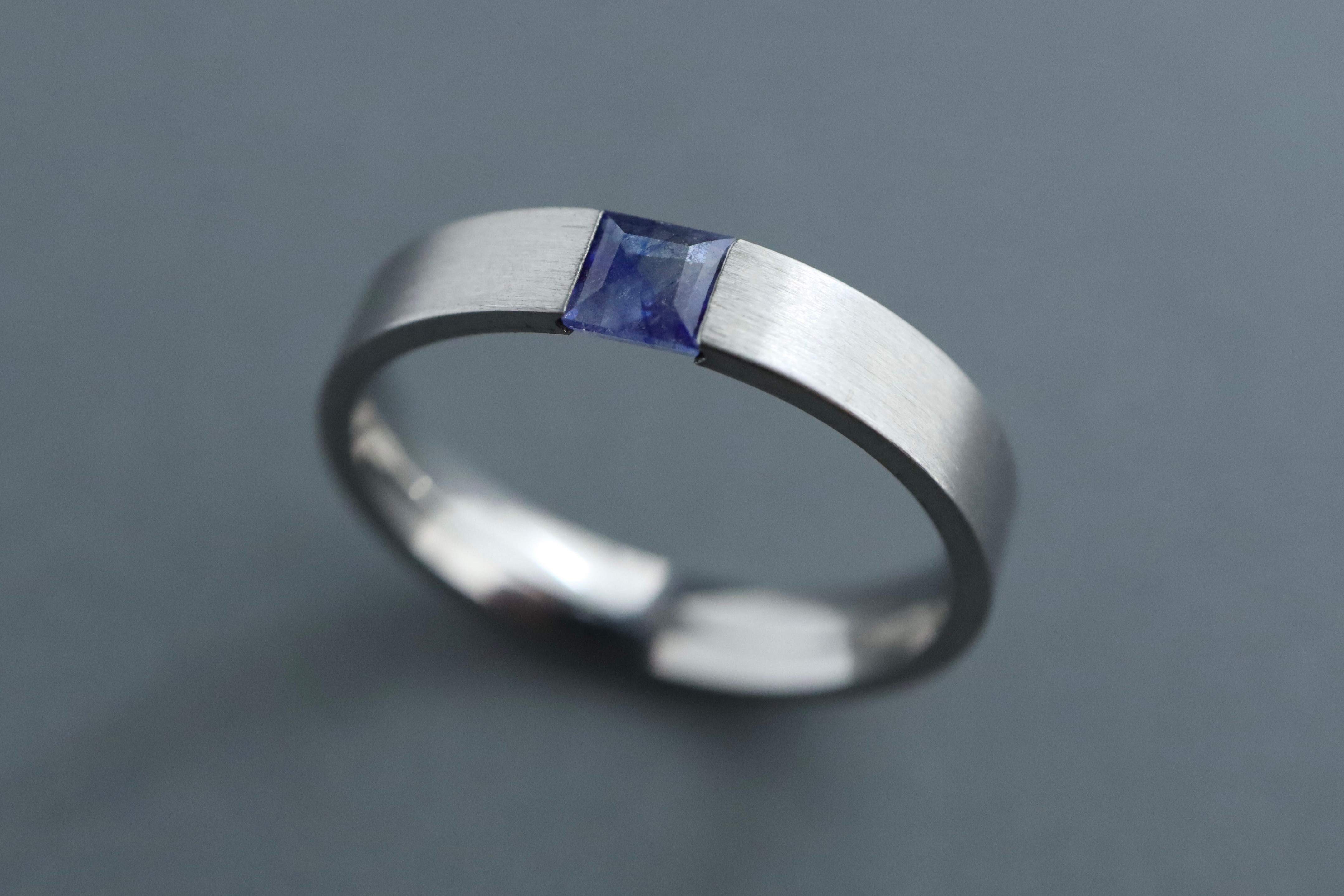 刻印♦︎サファイアのリング♦天然石♦︎誕生石♦サージカルステンレス【square】