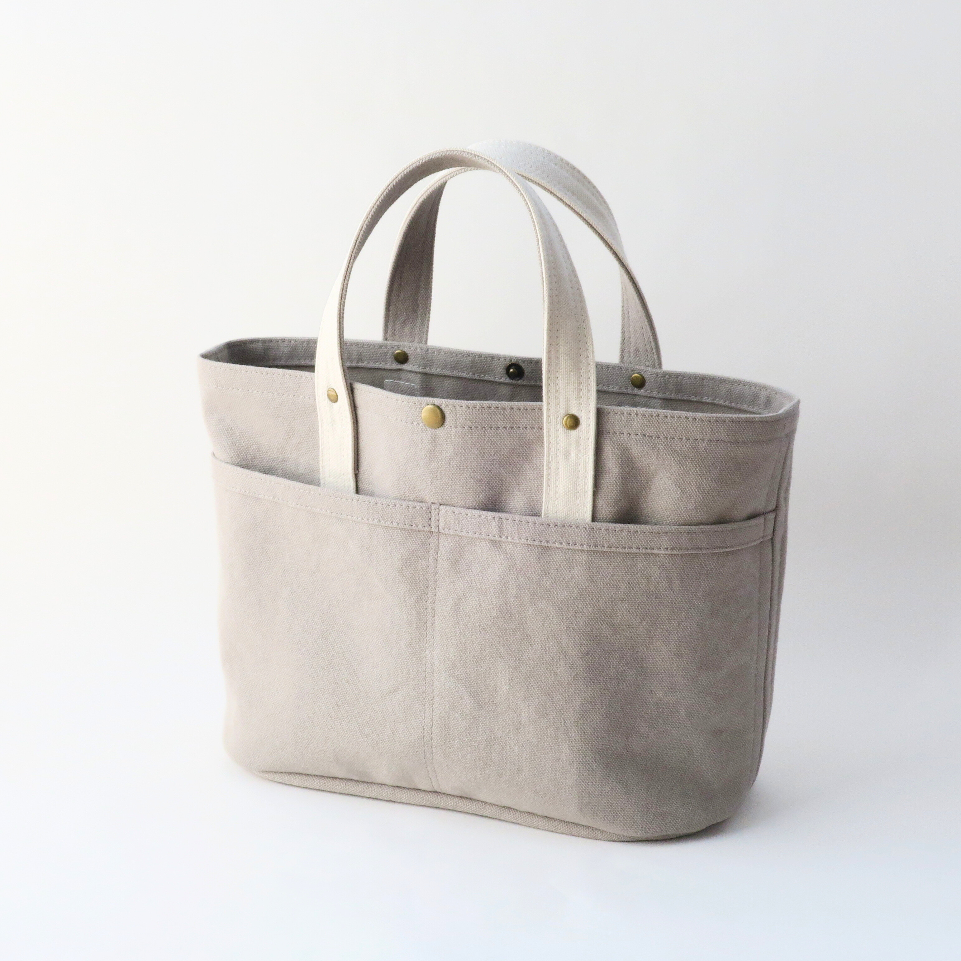 帆布のバスケットトートバッグ（アイスグレー）