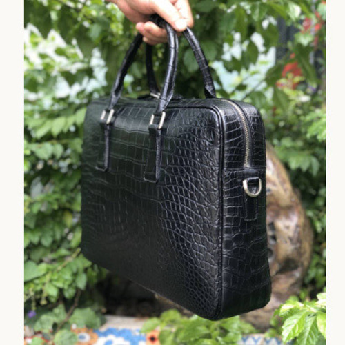 クロコダイル センター取り ワニ革 バッグ ブラック 多機能 クロコダイルレザー ワニ革本革 センター取り 手提げ 肩掛け
