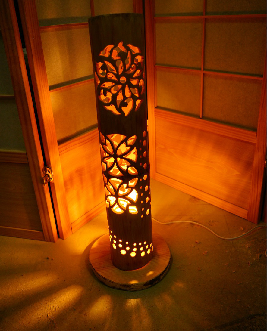 ◆全面彫◆竹灯り・竹あかり・竹灯籠　 ～～ 癒しの灯り ★光の中心★～～